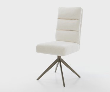 DELIFE Draaistoel Pela-Flex bouclé zacht beige kruisframe breed afwerking met titanium 360° draaibaar rocker-functie pocketveer kern