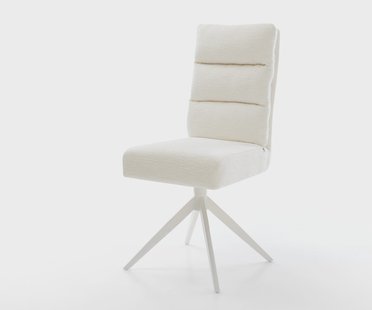 DELIFE Draaistoel Pela-Flex bouclé zacht beige kruisframe breed wit 360° draaibaar rocker-functie pocketveer kern