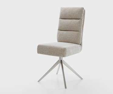 DELIFE Draaistoel Pela-Flex geweven stof beige kruisframe breed roestvrij staal 360° draaibaar rocker-functie pocketveer kern
