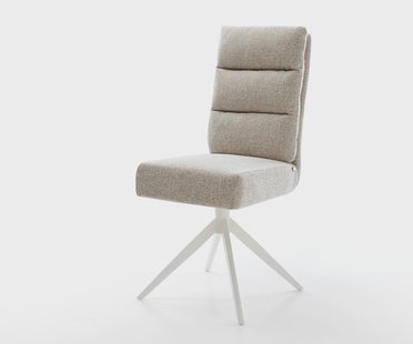 DELIFE Draaistoel Pela-Flex geweven stof beige kruisframe breed wit 360° draaibaar rocker-functie pocketveer kern