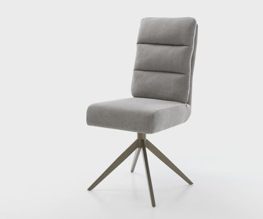 DELIFE Draaistoel Pela-Flex zachte stof met structuur grijs kruisframe breed afwerking met titanium 360° draaibaar rocker-functie pocketveer kern