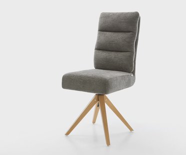 DELIFE Draaistoel Pela-Flex bouclé zacht mud houten frame hoekig natuur 180° draaibaar pocketveer kern