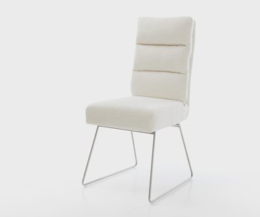 DELIFE Eetkamerstoel Pela-Flex bouclé zacht beige slipframe roestvrij staal pocketveer kern