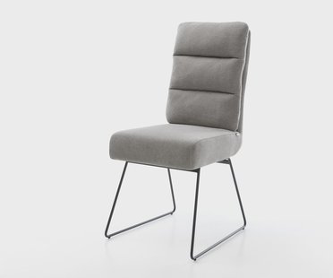 DELIFE Eetkamerstoel Pela-Flex zachte stof met structuur grijs slipframe zwart pocketveer kern