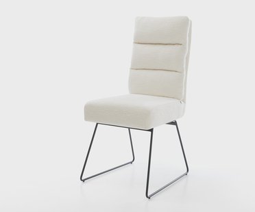 DELIFE Eetkamerstoel Pela-Flex bouclé zacht beige slipframe zwart pocketveer kern