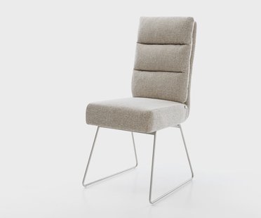 DELIFE Eetkamerstoel Pela-Flex geweven stof beige slipframe roestvrij staal pocketveer kern