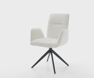 DELIFE Draaistoel Vinja-Flex bouclé zacht beige kruisframe breed zwart 360° draaibaar rocker-functie
