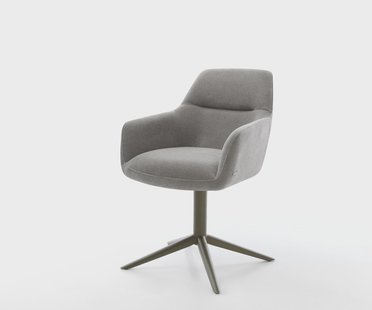 DELIFE Draaistoel Pejo-Flex zachte stof met structuur grijs kruispoot afwerking met titanium 360° draaibaar rocker-functie pocketveer kern