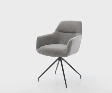 DELIFE Eetkamerstoel Pejo-Flex zachte stof met structuur grijs kruisframe conisch zwart pocketveer kern