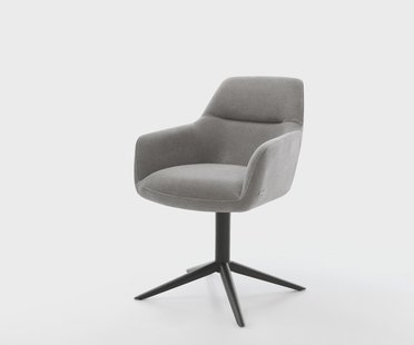 DELIFE Draaistoel Pejo-Flex zachte stof met structuur grijs kruispoot zwart 360° draaibaar rocker-functie pocketveer kern