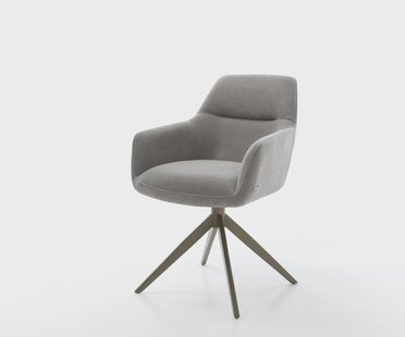 DELIFE Draaistoel Pejo-Flex zachte stof met structuur grijs kruisframe breed afwerking met titanium 360° draaibaar rocker-functie pocketveer kern