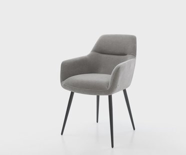 DELIFE Eetkamerstoel Pejo-Flex zachte stof met structuur grijs 4-poot conisch zwart pocketveer kern