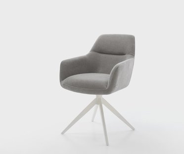 DELIFE Draaistoel Pejo-Flex zachte stof met structuur grijs kruisframe breed wit 360° draaibaar rocker-functie pocketveer kern