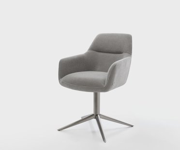 DELIFE Draaistoel Pejo-Flex zachte stof met structuur grijs kruispoot grafiet 360° draaibaar rocker-functie pocketveer kern