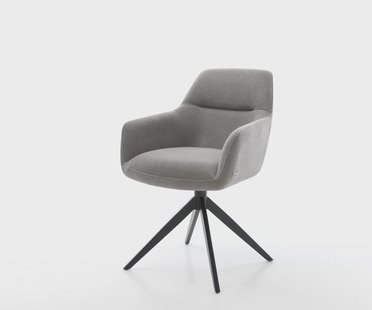 DELIFE Draaistoel Pejo-Flex zachte stof met structuur grijs kruisframe breed zwart 360° draaibaar rocker-functie pocketveer kern