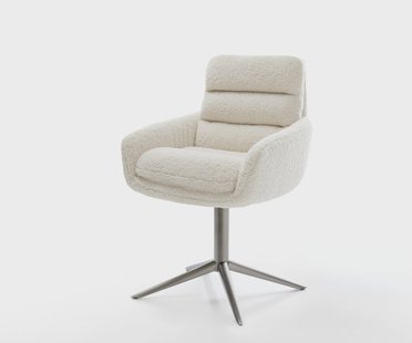 DELIFE Draaistoel Abelia-Flex met armleuning teddy beige kruispoot grafiet 360° draaibaar rocker-functie