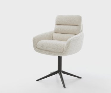 DELIFE Draaistoel Abelia-Flex met armleuning teddy beige kruispoot zwart 360° draaibaar rocker-functie