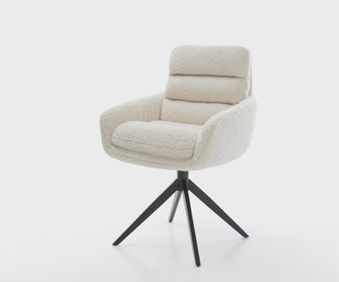 DELIFE Draaistoel Abelia-Flex met armleuning teddy beige kruisframe breed zwart 360° draaibaar rocker-functie