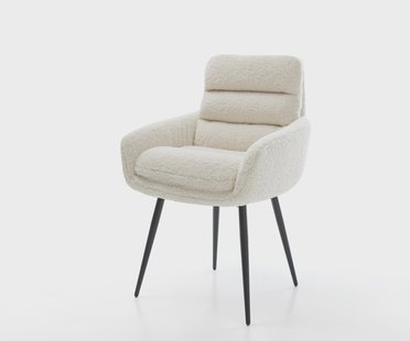 DELIFE Eetkamerstoel Abelia-Flex met armleuning teddy beige 4-poot conisch zwart