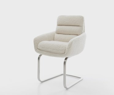 DELIFE Sledemodel Abelia-Flex met armleuning teddy beige sledemodel vlak roestvrij staal