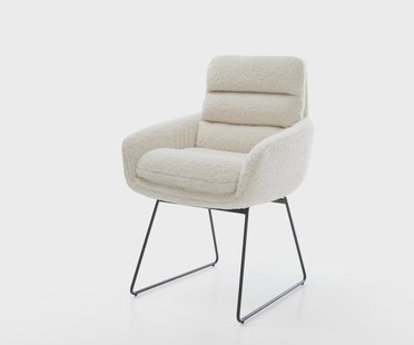 DELIFE Eetkamerstoel Abelia-Flex met armleuning teddy beige slipframe zwart