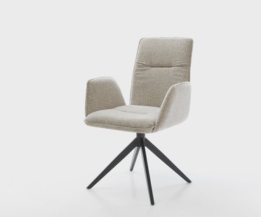 DELIFE Draaistoel Vinja-Flex geweven stof beige kruisframe breed zwart 360° draaibaar rocker-functie