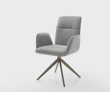 DELIFE Draaistoel Vinja-Flex zachte stof met structuur grijs kruisframe breed afwerking met titanium 360° draaibaar rocker-functie