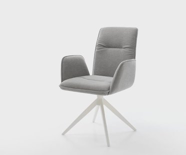 DELIFE Draaistoel Vinja-Flex zachte stof met structuur grijs kruisframe breed wit 360° draaibaar rocker-functie