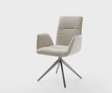 DELIFE Draaistoel Vinja-Flex geweven stof beige kruisframe breed grafiet 360° draaibaar rocker-functie