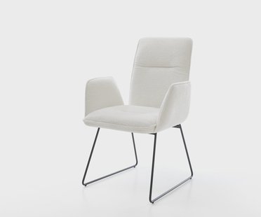 DELIFE Eetkamerstoel Vinja-Flex bouclé zacht beige slipframe zwart