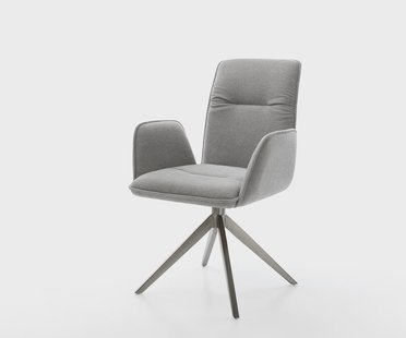 DELIFE Draaistoel Vinja-Flex zachte stof met structuur grijs kruisframe breed grafiet 360° draaibaar rocker-functie