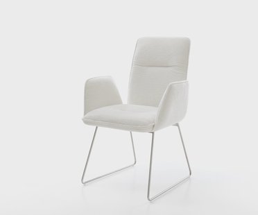 DELIFE Eetkamerstoel Vinja-Flex bouclé zacht beige slipframe roestvrij staal