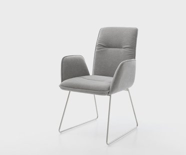 DELIFE Eetkamerstoel Vinja-Flex zachte stof met structuur grijs slipframe roestvrij staal