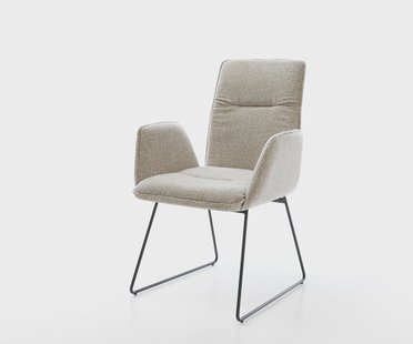 DELIFE Eetkamerstoel Vinja-Flex geweven stof beige slipframe zwart