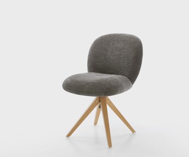 DELIFE Draaistoel Nube-Flex bouclé zacht mud houten frame hoekig natuur 180° draaibaar pocketveer kern