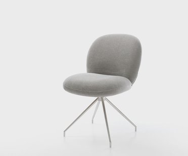 DELIFE Eetkamerstoel Nube-Flex zachte stof met structuur grijs kruisframe conisch roestvrij staal pocketveer kern