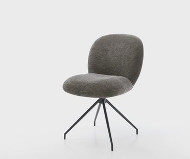 DELIFE Eetkamerstoel Nube-Flex bouclé zacht mud kruisframe conisch zwart pocketveer kern