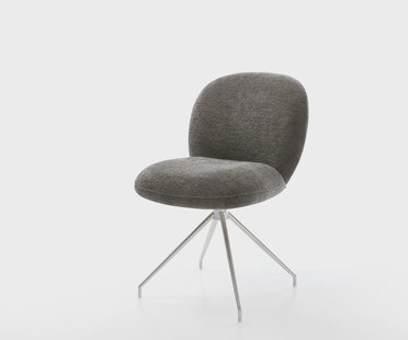 DELIFE Eetkamerstoel Nube-Flex bouclé zacht mud kruisframe conisch roestvrij staal pocketveer kern