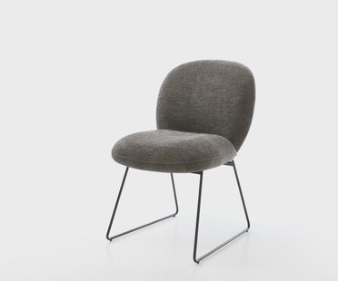 DELIFE Eetkamerstoel Nube-Flex bouclé zacht mud slipframe zwart pocketveer kern