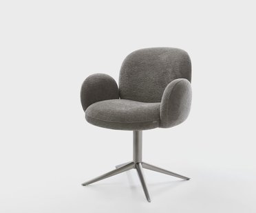 DELIFE Draaistoel Nube-Flex met armleuning bouclé zacht mud kruispoot grafiet 360° draaibaar rocker-functie pocketveer kern