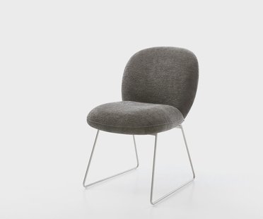 DELIFE Eetkamerstoel Nube-Flex bouclé zacht mud slipframe roestvrij staal pocketveer kern