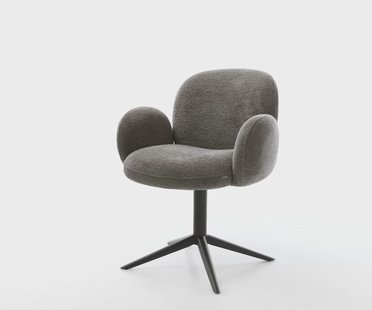 DELIFE Draaistoel Nube-Flex met armleuning bouclé zacht mud kruispoot zwart 360° draaibaar rocker-functie pocketveer kern