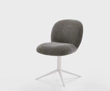 DELIFE Draaistoel Nube-Flex bouclé zacht mud kruispoot wit 360° draaibaar rocker-functie pocketveer kern