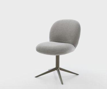 DELIFE Draaistoel Nube-Flex zachte stof met structuur grijs kruispoot afwerking met titanium 360° draaibaar rocker-functie pocketveer kern