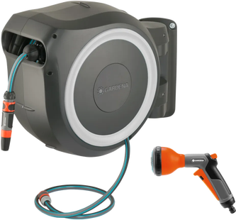 Gardena Wandslangenbox 35 RollUp XL Wit + Gardena Classic Multifunctionele Broes