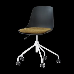 Nout-Liv eetkamerstoel zwart met mosgroen zitkussen - wit onderstel