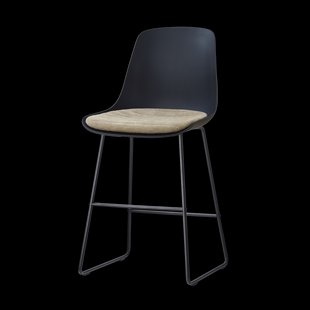 Nino-Liv barkruk zwart met nougatbruin zitkussen - zwart onderstel - 65 cm