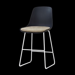 Nino-Liv barkruk zwart met nougatbruin zitkussen - wit onderstel - 65 cm