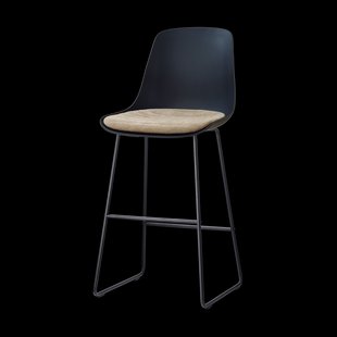 Nino-Liv barkruk zwart met nougatbruin zitkussen - zwart onderstel - 75 cm