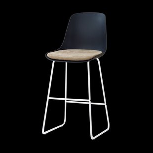 Nino-Liv barkruk zwart met nougatbruin zitkussen - wit onderstel - 75 cm